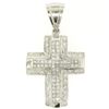 Image 1 : 14k White Gold 2.10 ctw Invisible Set Princess & Round Diamond Cross Pendant