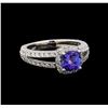 14KT White Gold 1.34 ctw Tanzanite and Diamond Ring
