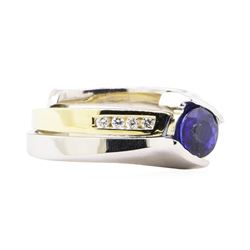 1.10 ctw Sapphire and Diamond Ring Set - 14KT Yellow and White Gold