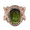Image 3 : 14.11 Carat Cass Green Tourmaline Diamond Cocktail Two-Toned Ring 14k Rose Gold