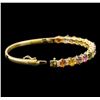 Image 3 : 14KT Yellow Gold 10.15 ctw Multicolor Sapphire and Diamond Bracelet