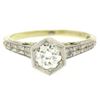 Image 1 : 14k Gold & Platinum Old European Diamond Etched Solitaire Ring