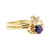 0.67 ctw Blue Sapphire and Diamond Ring - 14KT Yellow Gold