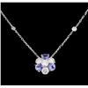 14KT White Gold 1.44 ctw Tanzanite and Diamond Necklace