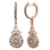 14k Rose Gold 1.65CTW Diamond and Brown Diamonds Earrings, (VS-SI1/F-G)