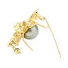 Image 2 : 0.52 ctw Diamond and Pearl Bee Pendant-Pin - 14KT Yellow Gold