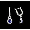 Image 2 : 1.07 ctw Sapphire and Diamond Earrings - 14KT White Gold