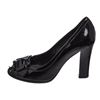 Image 4 : Fendi Black Patent Leather Peep Toe Buckle Heels 36.5