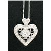 14K White Gold .40 CTW Diamond MilGrain Open Work Heart on White Gold Box Chain