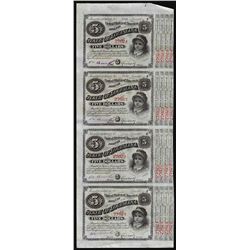 Uncut Sheet of (4) State of Louisiana Baby Bond Obsolete Notes