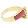 Image 9 : 14k Yellow Gold 2 Bezel Set Rectangular Pink Jade Bypass Ring