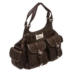 Christian Dior Brown Diorissimo Canvas Leather Street Chic Tote Bag