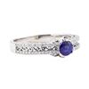 Image 1 : 1.10 ctw Sapphire And Diamond Ring - 14KT White Gold