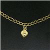 Image 2 : 14K Yellow Gold Puffed Heart Charm Figaro Link 10" Anklet Ankle Bracelet 3.5g