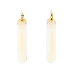 Mother of Pearl Hoop Earrings - 14KT Yellow Gold