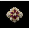 Image 2 : 1.35 ctw Ruby and Diamond Ring - 18KT Yellow Gold