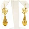 Image 1 : Unique 18K Yellow Gold Open Twisted Wire Dangle Citrine Bead Lever Back Earrings