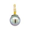 Image 1 : 0.10 ctw Diamond and Black Tahitian Pearl Pendant Enhancer - 18KT Yellow Gold