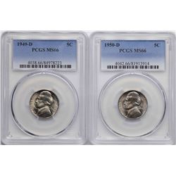 Lot of 1949-D & 1950-D Jefferson Nickel Coins PCGS MS66