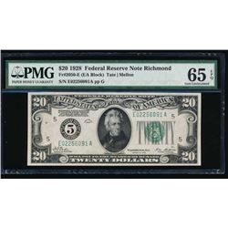 1928 $20 Richmond Federal Reserve Note PMG 65EPQ