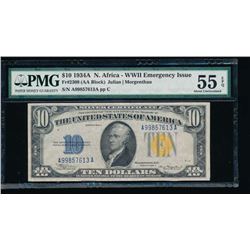 1934A $10 North Africa Silver Certificate PMG 55EPQ