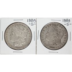 Lot of (2) 1883-S $1 Morgan Silver Dollar Coins