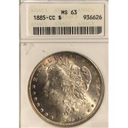 1885-CC $1 Morgan Silver Dollar Coin ANACS MS63