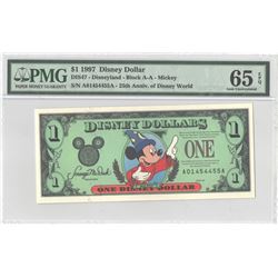 1997 $1 Disney 25th Anniversary Mickey the Sorcerer Note PMG 65EPQ