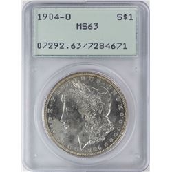 1904-O $1 Morgan Silver Dollar Coin PCGS MS63 Old Green Rattler