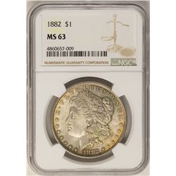 1882 $1 Morgan Silver Dollar Coin NGC MS63 Nice Toning