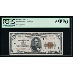 1929 $5 Chicago Federal Reserve Bank Note PCGS 65PPQ
