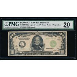 1934 $1000 San Francisco Federal Reserve Note PMG 20
