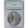 Image 1 : 1901-O $1 Morgan Silver Dollar Coin PCGS MS63 Old Green Rattler