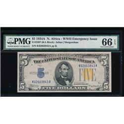 1934A $5 North Africa Silver Certificate PMG 66EPQ