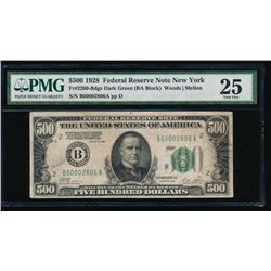 1928 $500 New York Federal Reserve Note PMG 25