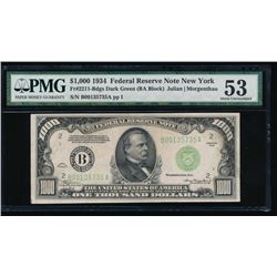 1934 $1000 New York Federal Reserve Note PMG 53