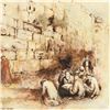 Image 2 : Brachi Horen - "Prayer At The Kotel" Hand-Embellished Mixed Media with Goldleaf, Hand Signed with Ce