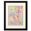 Image 1 : Neal Doty (1941-2016), "Flower Child" Framed Unique Variation Mixed Media Linocut from an AP Edition