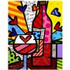 Image 1 : Romero Britto "Food & Wine" Hand Signed Limited Edition Giclee on Canvas; COA