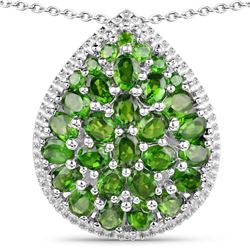 4.65 Carat Genuine Chrome Diopside .925 Sterling Silver Pendant