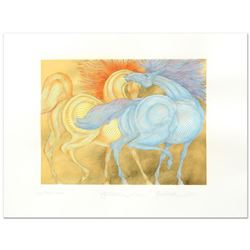 Guillaume Azoulay, "Tryst" Limited Edition Hand-Watercolored Etching with Hand Laid Gold Leaf, Numbe