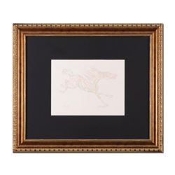 Guillaume Azoulay, "Etude AZE" Framed Original Drawing, Hand Signed with Letter of Authenticity.