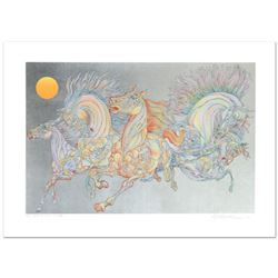 Guillaume Azoulay, "Lever De Soleil" Limited Edition Serigraph with Hand Laid Silver Leaf, Numbered 