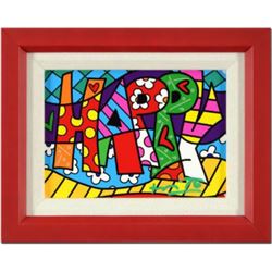 Romero Britto- Giclee on Canvas "Happy Mini Word"