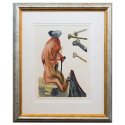 Salvador Dali- Original Color Woodcut on B.F.K. Rives Paper "Inferno 18"