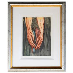 Salvador Dali- Original Color Woodcut on B.F.K. Rives Paper "Inferno 16"