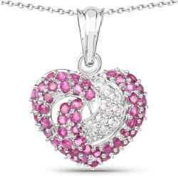 2.75 Carat Genuine Ruby & White Sapphire .925 Sterling Silver Pendant