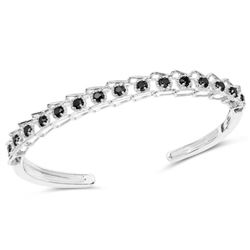 1.88 Carat Genuine Black Diamond .925 Sterling Silver Bangle