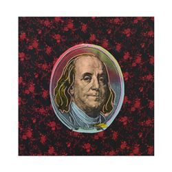 Steve Kaufman (1960-2010), "Old Ben Franklin" Hand Painted Limited Edition Silkscreen on Canvas with