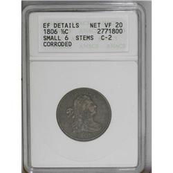 1806 1/2 C Small 6, Stems--Corroded--ANACS. XF Details